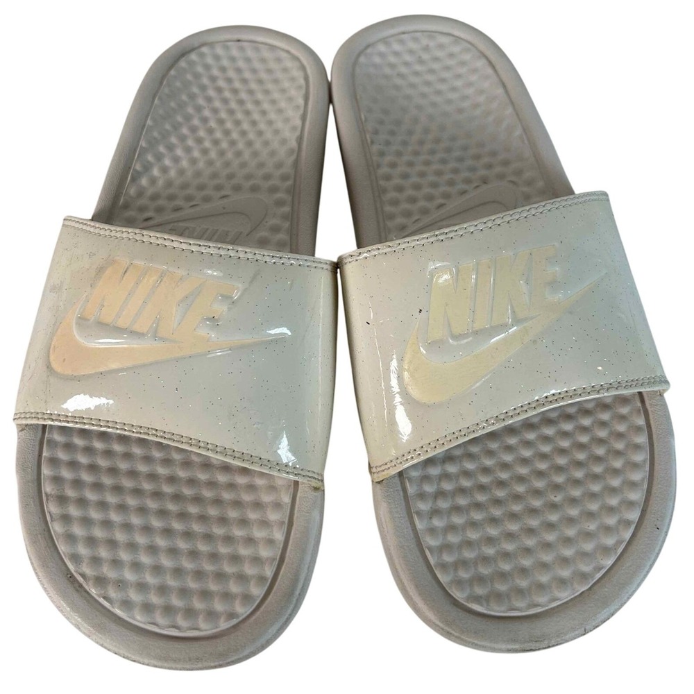 Nike Benassi JDI Glitter Slides Light Bone Sail‎ Womens 6 Sandals 618919-021